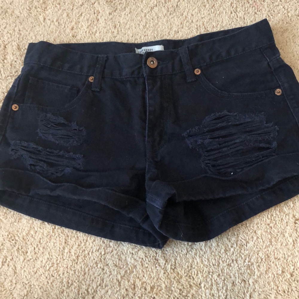 Black denim shorts
